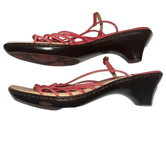 Sofft Coral Orange Strappy Leather Low‎ Heel - Size 8.5 - Picture 4 of 7